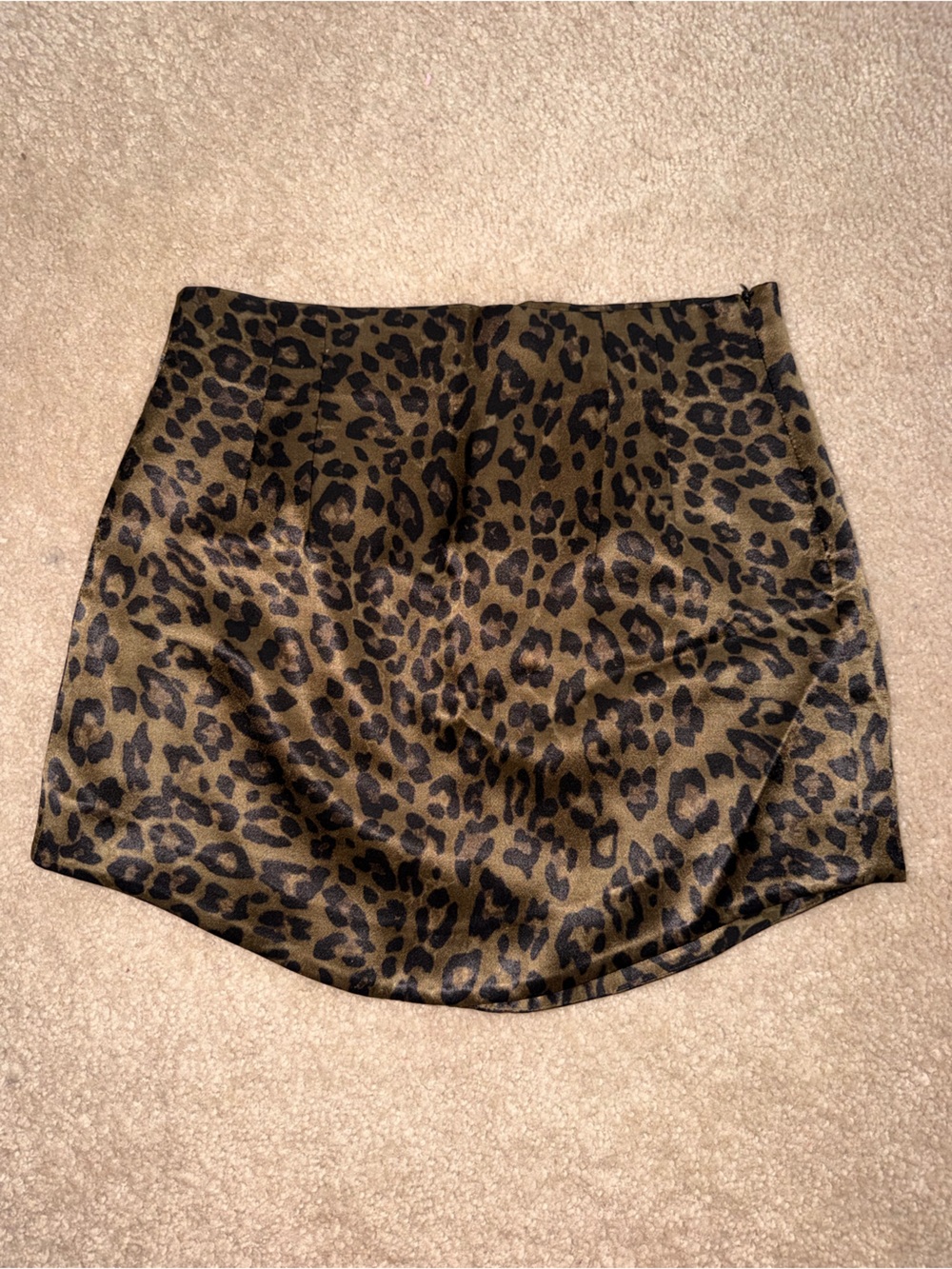 Zara Dark Olive Green Leopard Print Skirt